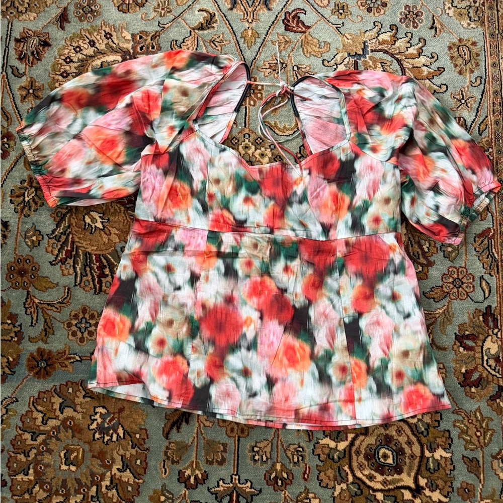 J. Crew Liberty Hazy Days Multicolor Floral Puff Sleeve Blouse